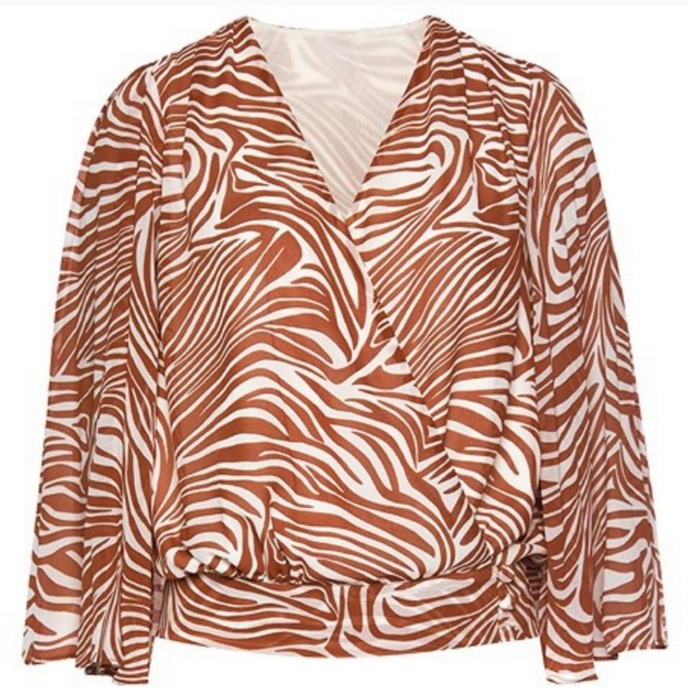 Lascana Womens Surplice Zebra Print Dainty Blouse